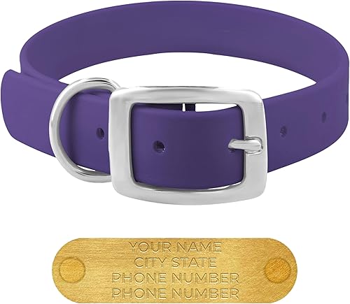 Miniatura 95 de Regal Dog Products Collares de perro grandes, impermeables, color rosa, con placa de nombre grabada personalizada, revestimiento de vinilo, anti