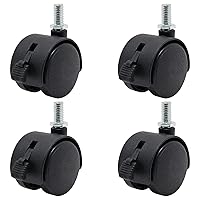 Vista 11 de Juego de 4 ruedas de plástico, ruedas giratorias M6 de grano recto de 1 pulgada, ruedas giratorias de nailon negro de repuesto para muebles, silla