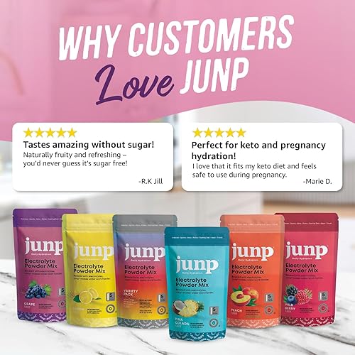 Miniatura 16 de JUNP Paquetes de electrolitos en polvo sin azúcar para agua, paquetes de hidratación instantánea con sal y potasio, cero calorías, sin