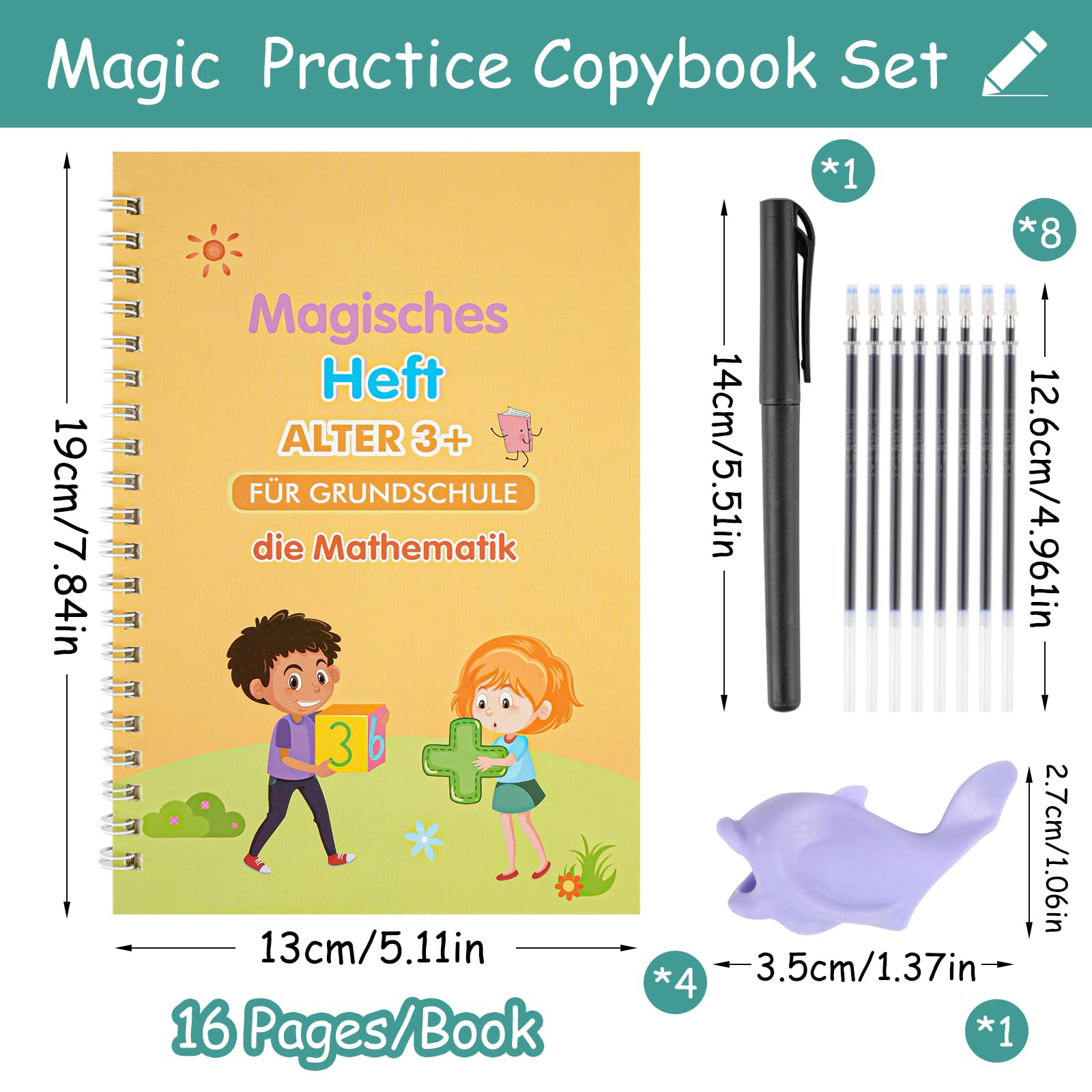 Groovd Magische Schreibbücher Für Kinder – 4er-Set, Wiederverwendbar Mit Stift Für Handschrift & Mathe (3-8 Jahre)