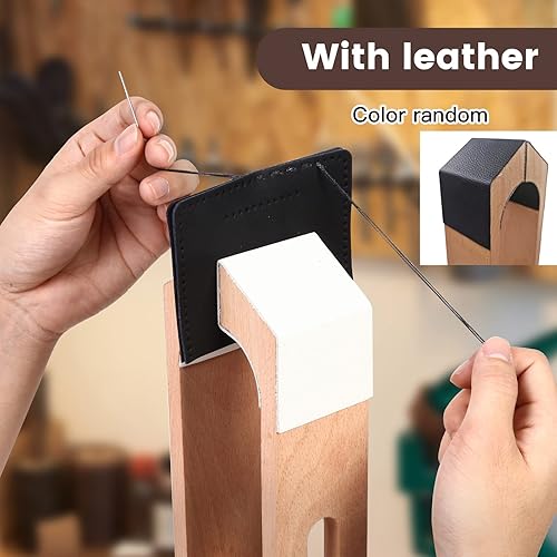 Miniatura 3 de Abrazadera de caballo de costura de cuero, herramienta para trabajar en cuero, abrazadera de costura de madera, tejedor giratorio de 360, artesanía