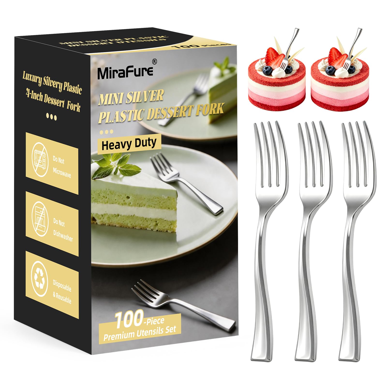 Mini Silver Plastic Forks, 100 Count, Appetizer & Dessert Forks