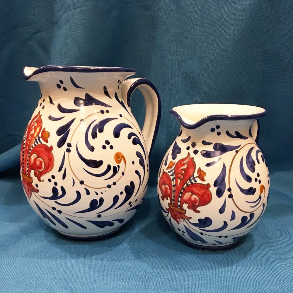 Ceramica dipinta a mano RICCERI: Brocca decoro GIGLIO 1/2 litro