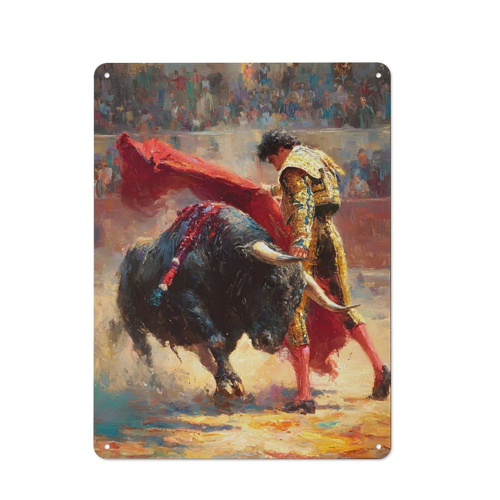 Junmoney Style-13 Vintage Tin Sign 40X30cm With Matador And Bull Corrida Bullfighting For Bar Or Restaurant, For Kitchen, Dining Room And Home Bar Wall Decor