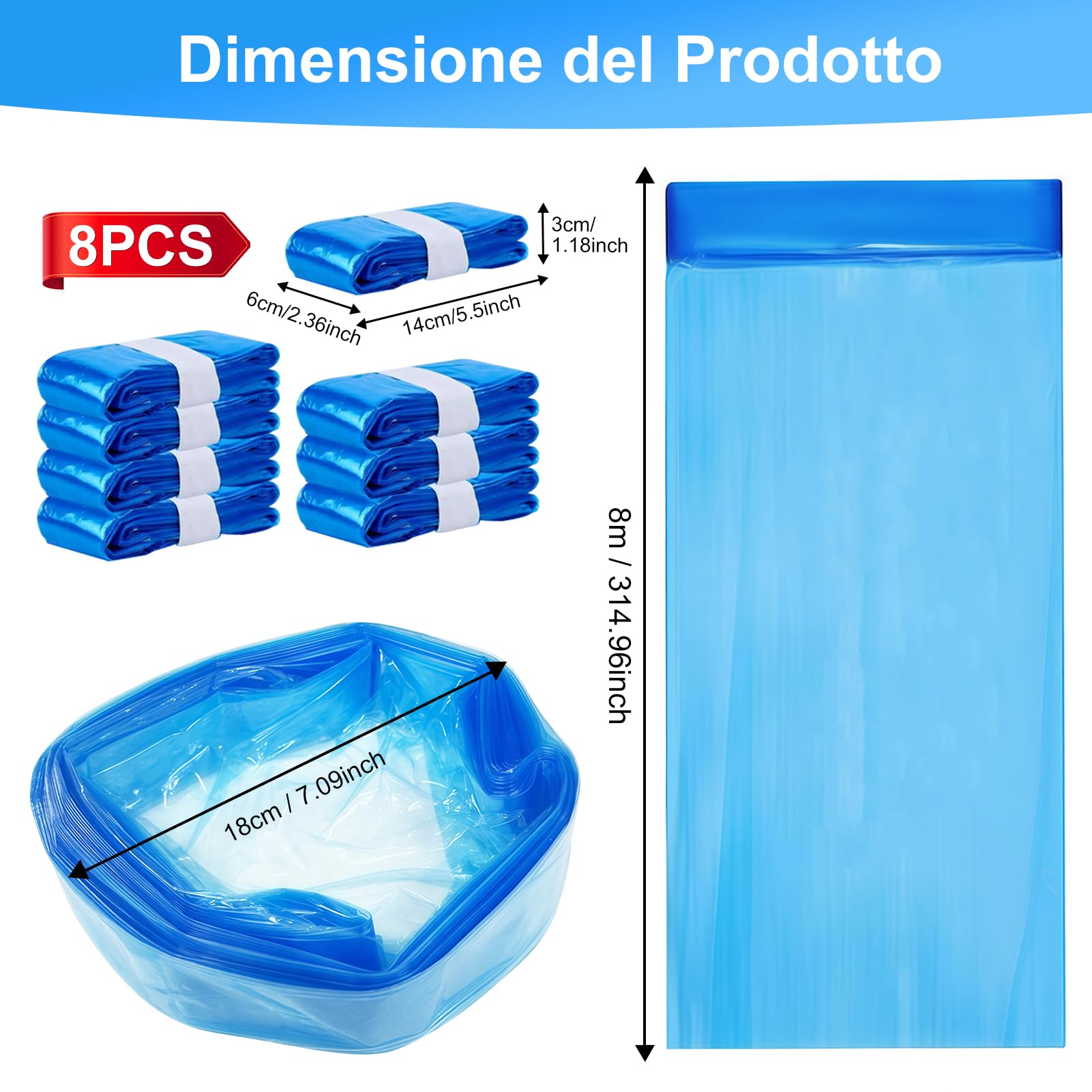 8 Pezzi Ricarica Mangiapannolini, 8M Sacchetti Mangiapannolini Antiodore Inodore Addensata, Ricarica Mangiapannolini Compatibile con Tommee Tippe, con Twist & Click, con LitterLocker