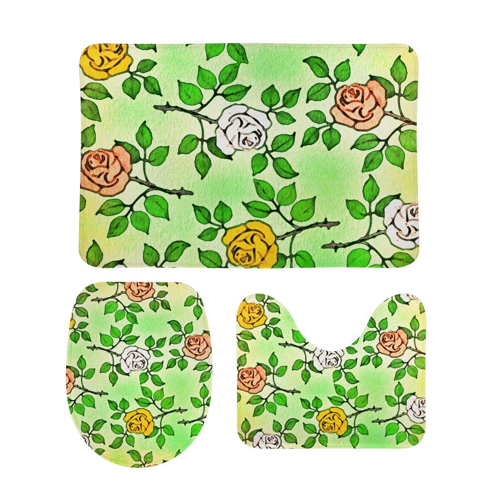Mousse à mémoire de forme pour ce tapis de salle de bain en U vert aquarelle