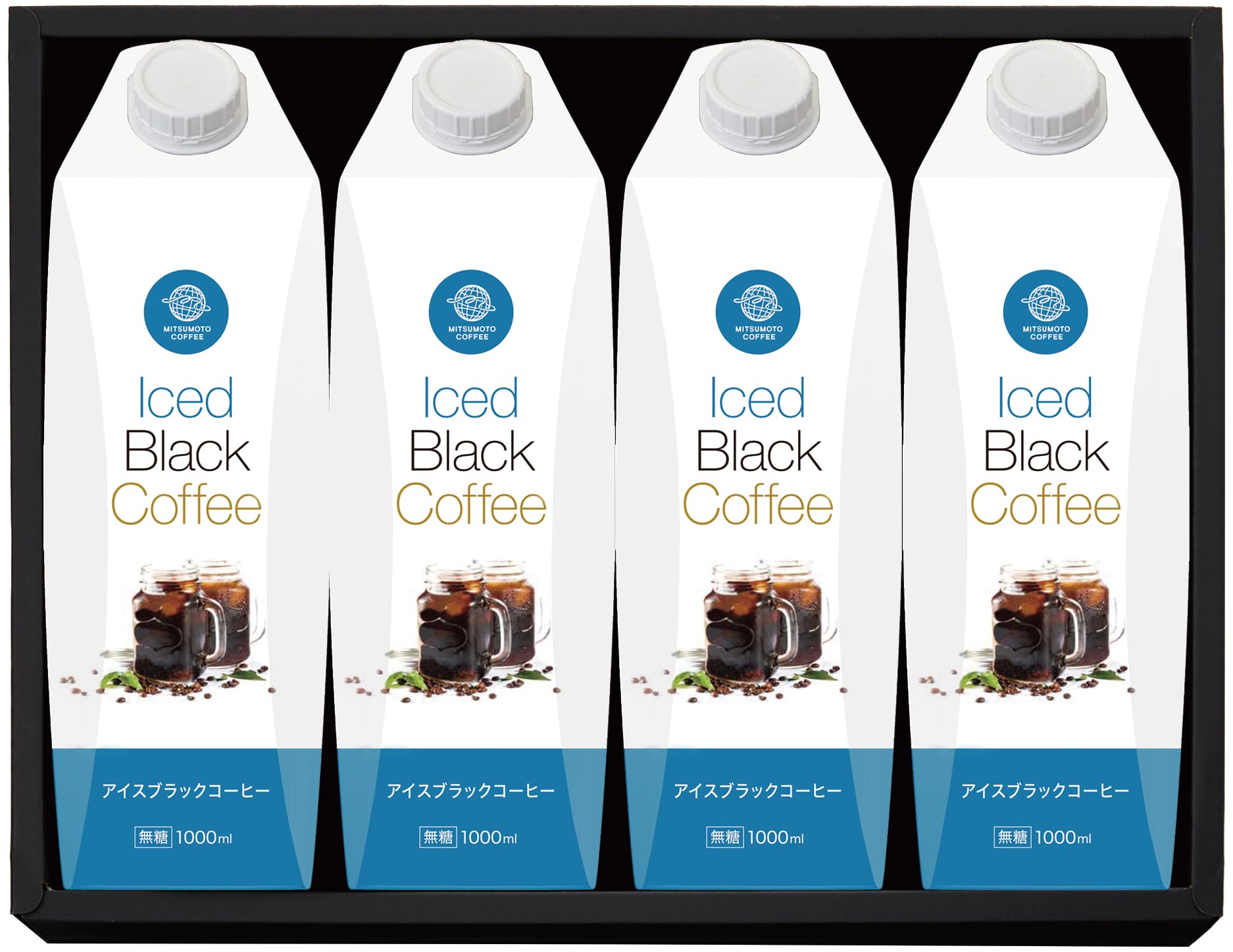Amazon.co.jp: 三本珈琲 アイスブラックコーヒーセット(無糖)1000ml×4