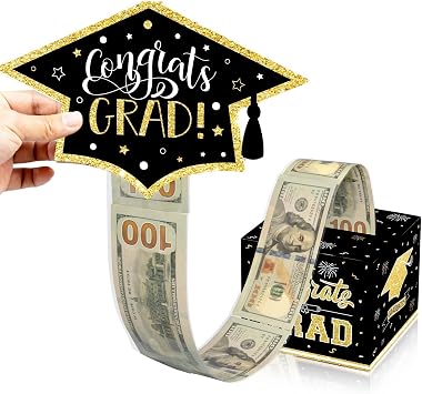 VABAMNA 2026 Graduation Gifts, Class of 2026 Money Gift Box, Funny Surprise Cash Gift Idea Kit for Boys Girls College High School Congrats Grad Black Gold