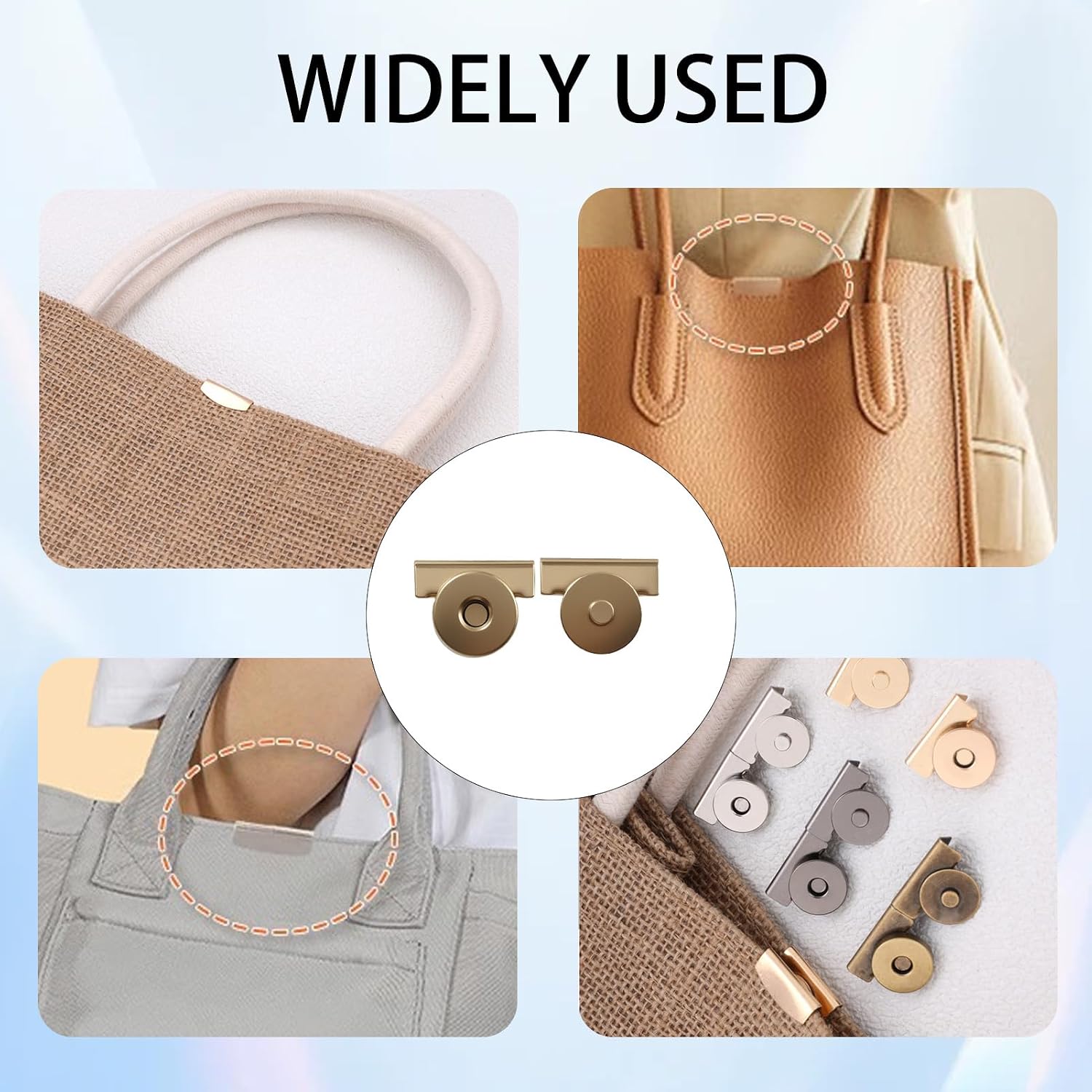 Vvluvva Magnetic Snaps for Purses and Totes, No-Sew Metal Magnetic Button Clasps in 4 Colors, Purse Closure for Bags, Wallets, Clothes, Leather and DIY Craft Projects Accessories (Mixed colors-40)
