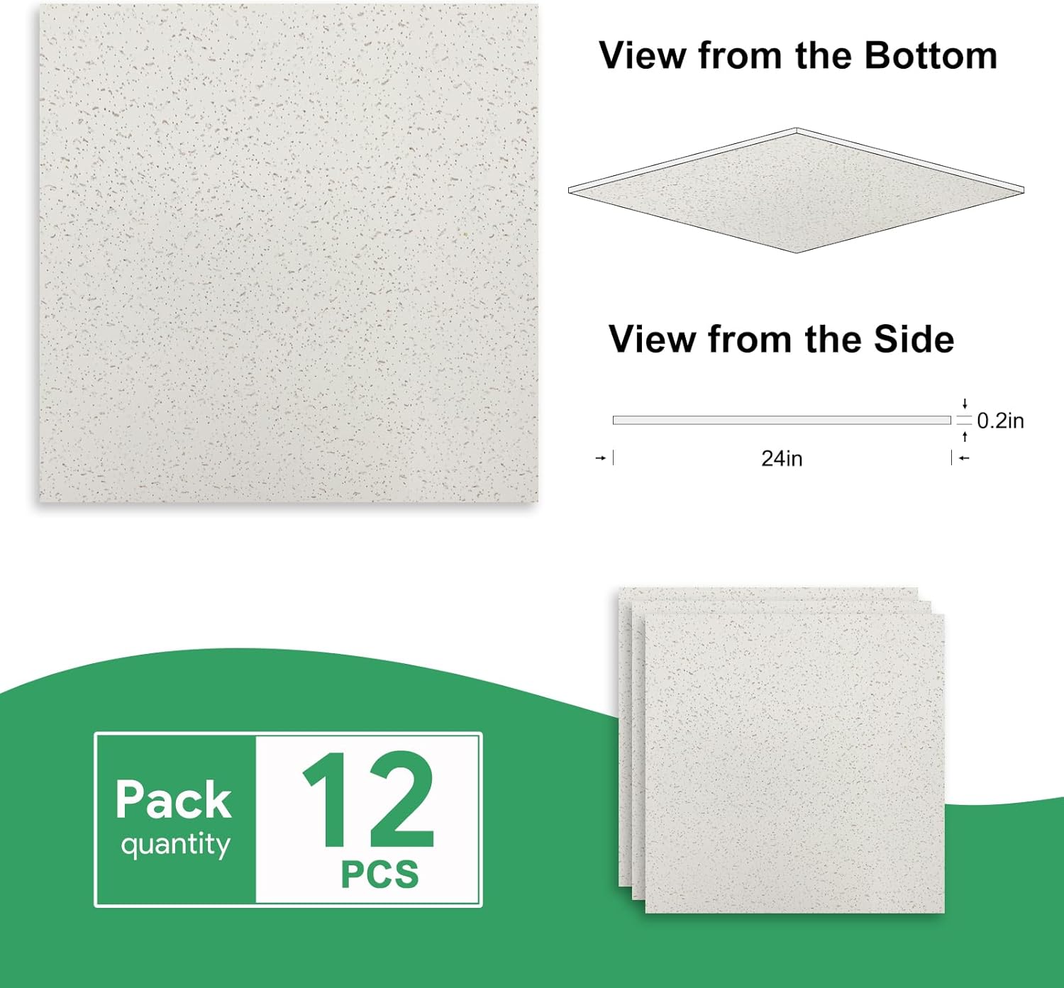 2ft x 2ft Printed Pro Ceiling Tiles - PVC Ceiling Panel 24 x 24in – Waterproof, Washable and Fire-Rated - High-Grade PVC to Prevent Breakage-Cover 48 Sq. Ft-Package of 12 Tiles