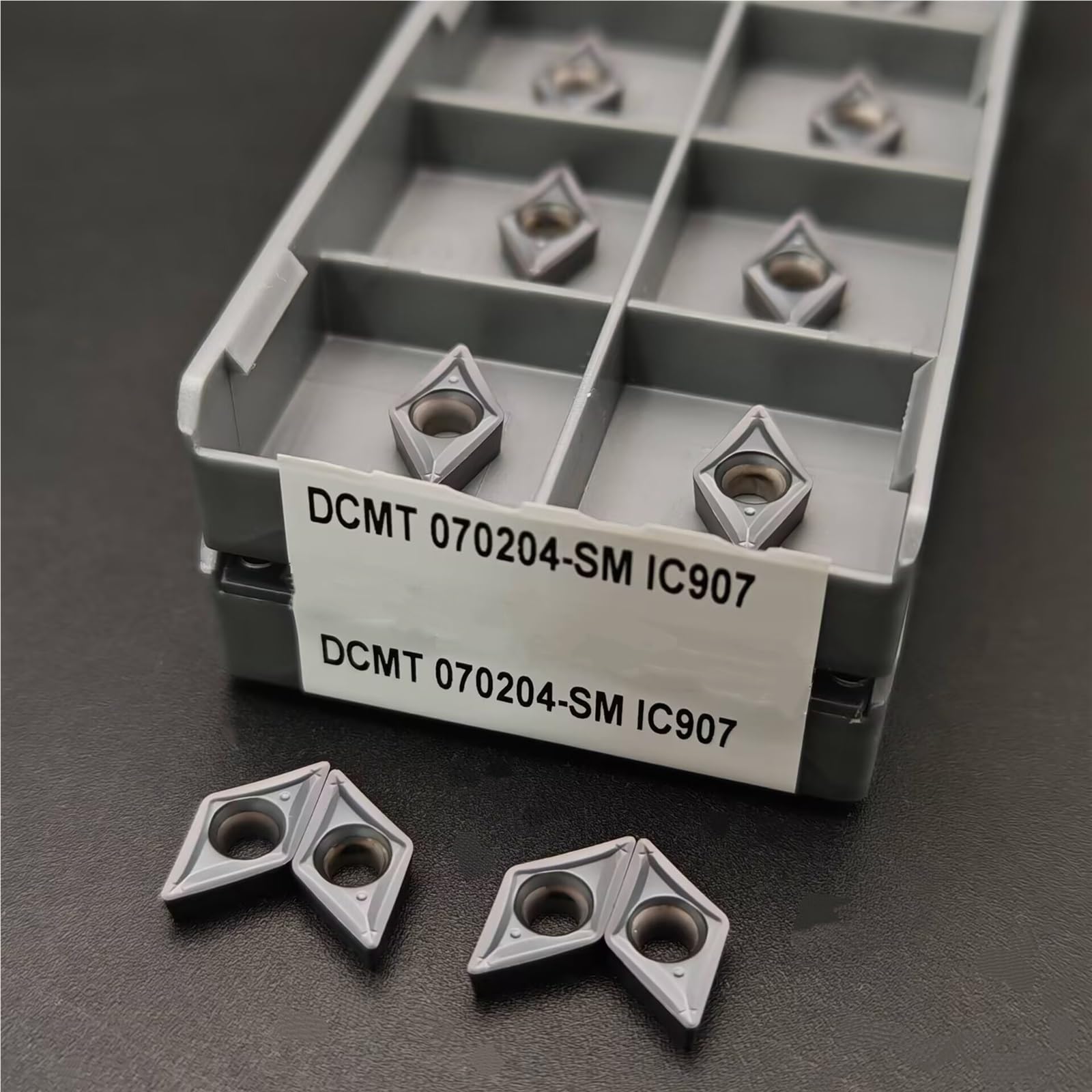 10PCS Torno Insertos De Torneado Carburo Herramientas Corte Recubiertas Antiabrasión(DCMT070204 SM IC908)