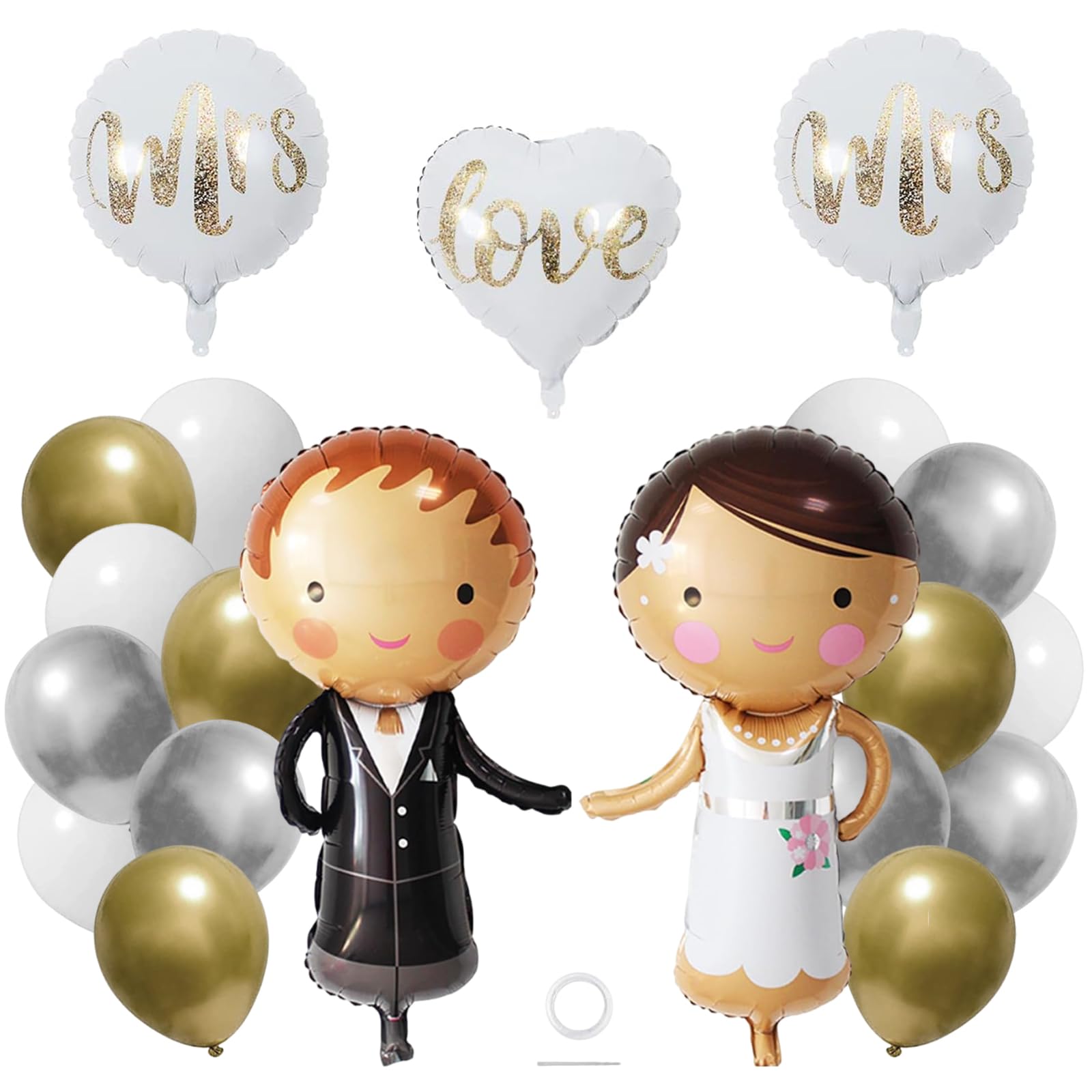 Juego de 20 globos de boda, decoración de Just Married, globos para bodas, novios, globos de boda, globos de papel de aluminio, globos de boda, globos para el registro de solicitudes de matrimonio