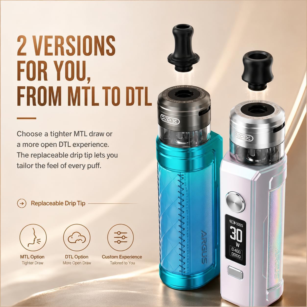 For VOOPOO Drag S2 Kit avec batterie intégrée de 2500 mAh, 5ml No Nicotine