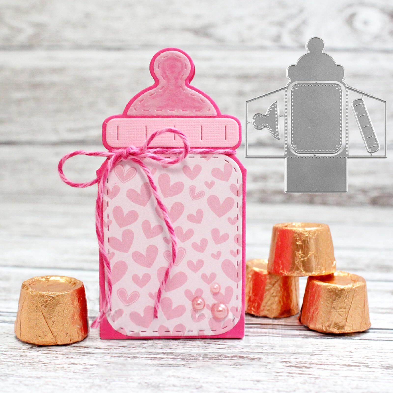 CYFUN DESIGN Baby's Bottle Cutting Dies - Metal Dies for Card Making, Scrapbooking, DIY Crafts - Silver Carbon Steel