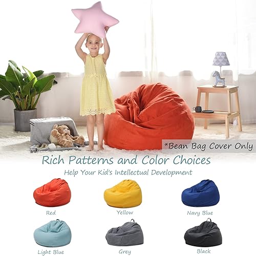 Miniatura 64 de YuppieLife Puf de almacenamiento de animales de peluche, funda de lona para niños (sin relleno)/lavable a máquina y duradera, para decoración de