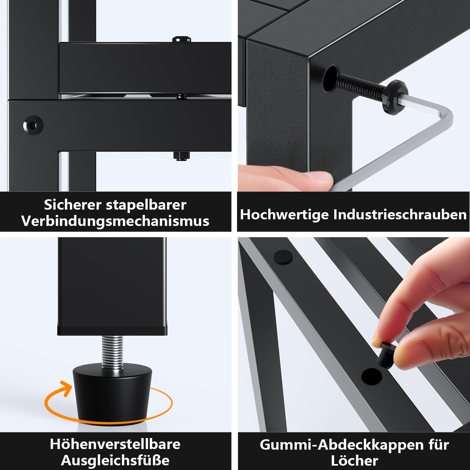 Pflanzenständer Indoor Outdoor,3 Etagen Metall Blumenstände Schwarz Rostfest Blumenhocker,Pflanzenregal für Wohnzimmer Terrasse Zuhause,Garten,Balkon,Büro,Wohnzimmer