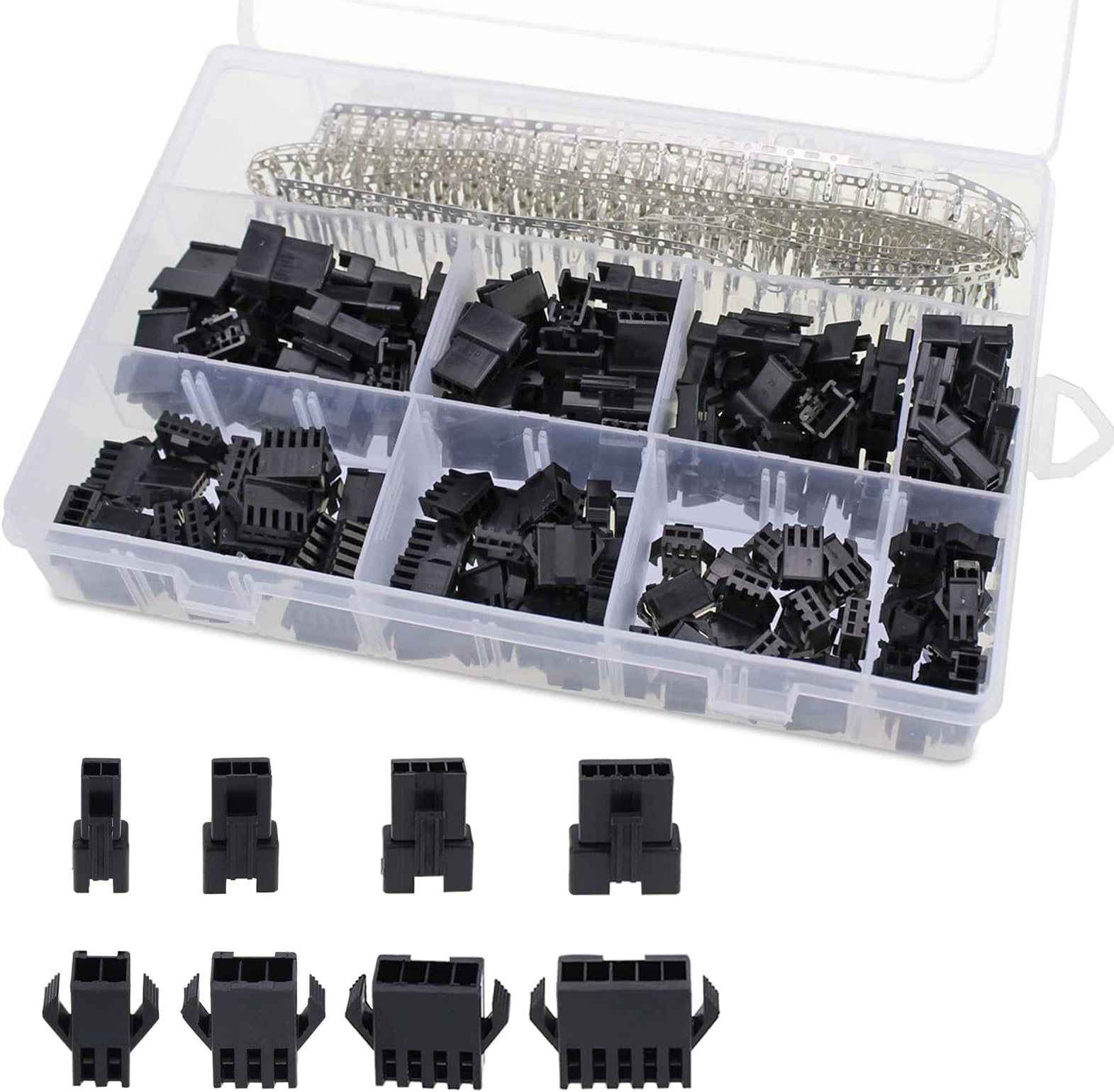 380 Pcs 2.54mm Pitch 2 3 4 5 Pin JST SM Connectors Male/Female Plug Housing Pin Header Crimp Terminals Assortment Kit