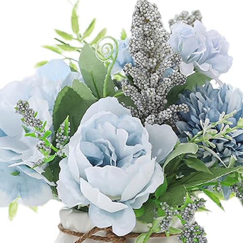 Miniatura 2 de Ramo de flores artificiales con jarrón, planta artificial en maceta, flor de seda, plantas bonsái artificiales, macetas artificiales para decoración