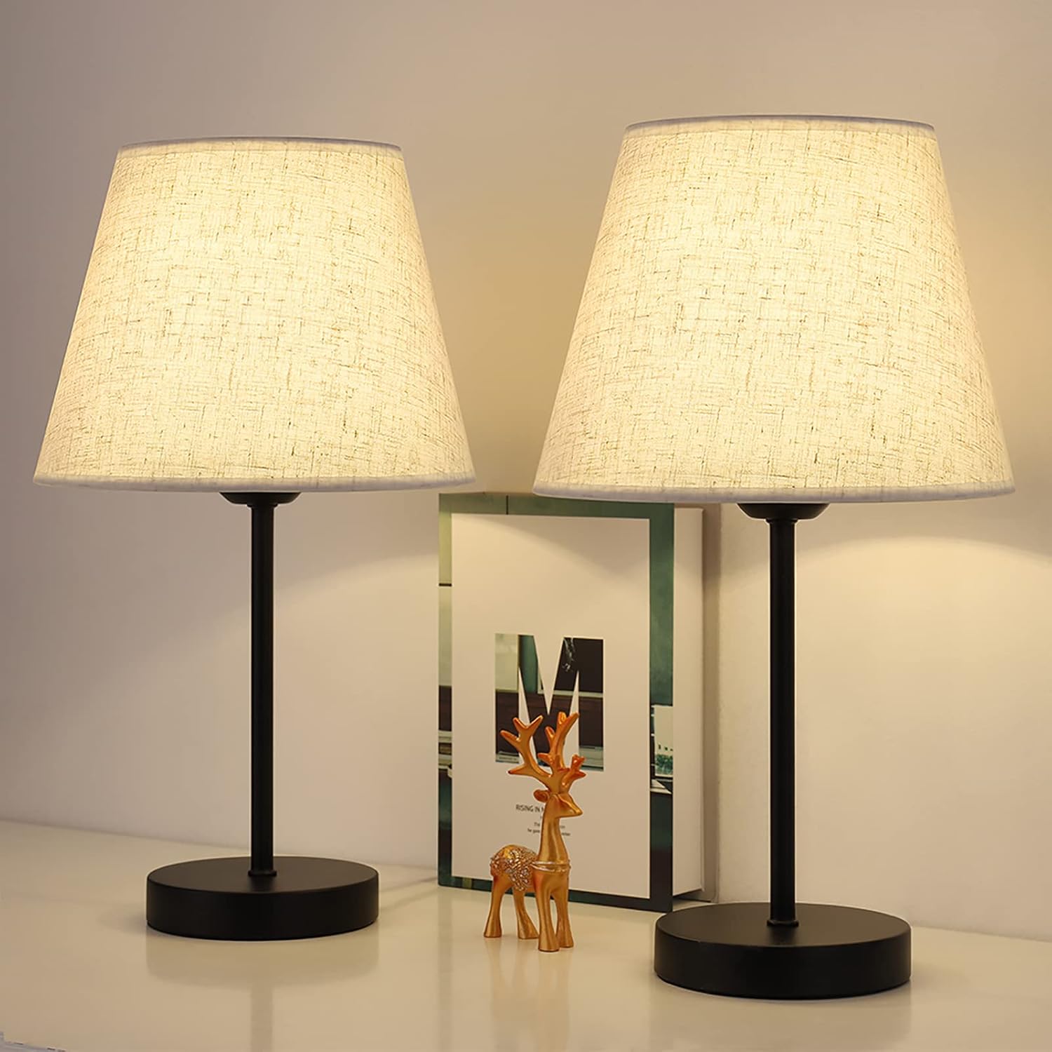 UOMIO Bedside Table Lamps Set of 2 Bedroom Modern Bedside Lamps Pair