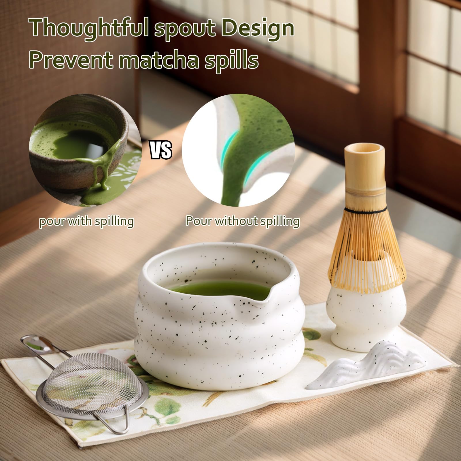Set De 7 Pièces) Kit De Thé Matcha En Céramique Accessoires De Cérémonie Du Thé Japonais