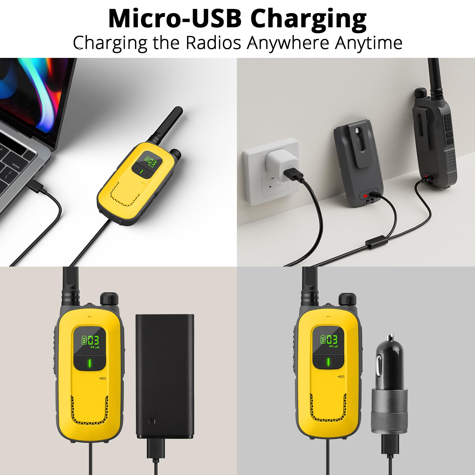 Radioddity PR-T3 Walkie Talkie Bambini Ricaricabile Walkie-Talkie a Lungo Raggio per 3-12 Anni Con 16 Canali PMR Senza Licenza, Ricarica USB, Cuffia per Campeggio e Escursionismo (Arancione/Giallo)