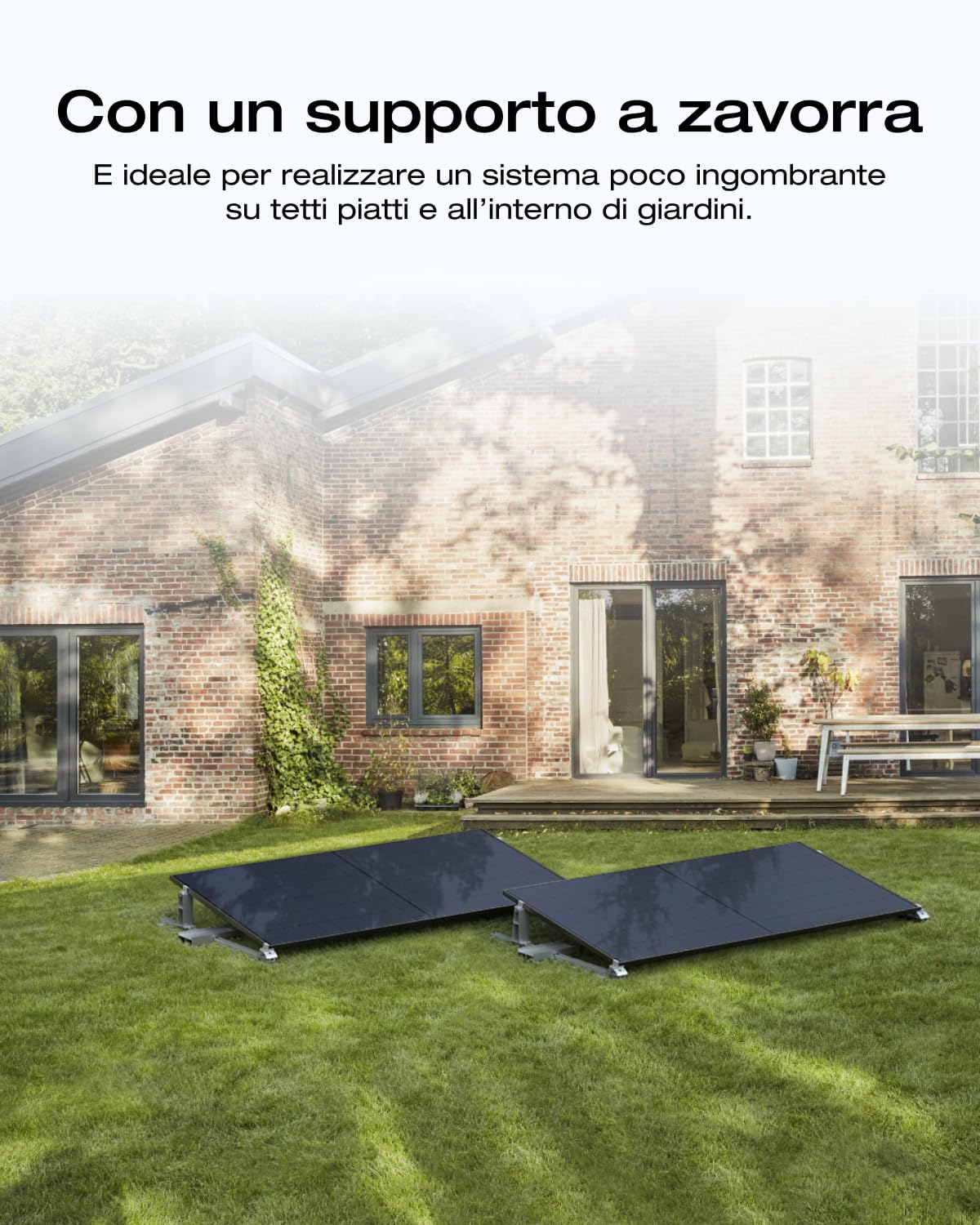 EcoFlow STREAM Fotovoltaico da balcone, 600W microinverter grid tie, 2x400W pannelli solari FV+2*Supporto-Tetto piatto, controllo Wi-Fi/app per tetti piatti e giardini