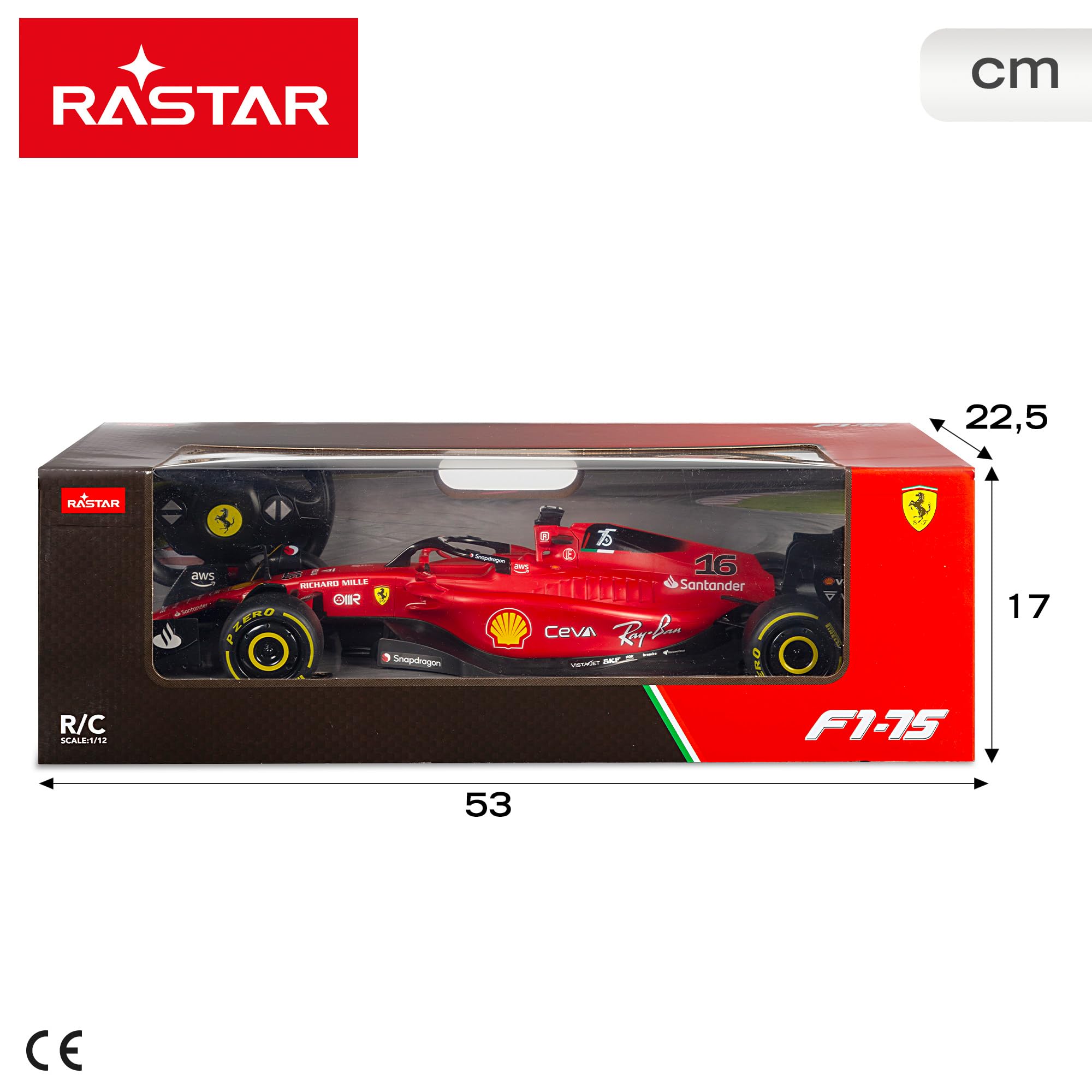 ColorBaby Rastar Ferrari F1-75 samochód zdalnie sterowany, oficjalna licencja Formuła 1, skala 1:12, zdalnie sterowany pojazd zdalnie sterowany, 2,4 GH.z, Carlos Sainz + Charles Leclerc (41271)