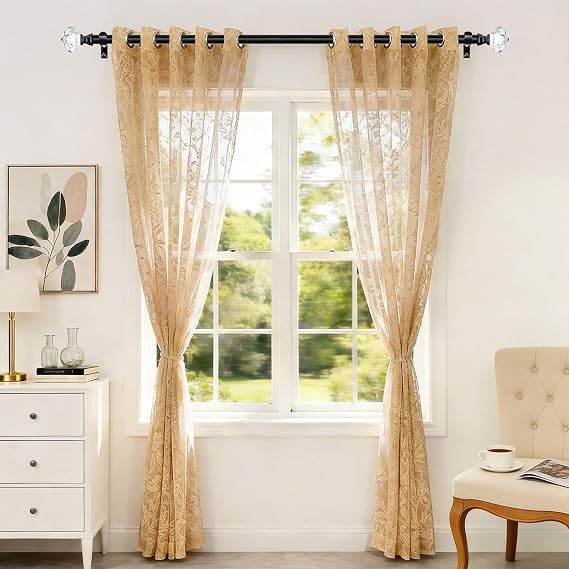 TONIAL Curtain Rods for Windows, 32 to 58 Inch, Acrylic Diamond Finial