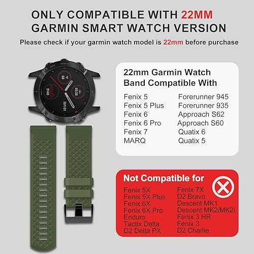 Miniatura 2 de Bandkids Correas de 0.866 pulgadas compatibles con Garmin Fenix 7, Fenix 6, Fenix 5, correa de reloj deportivo de silicona impermeable de ajuste