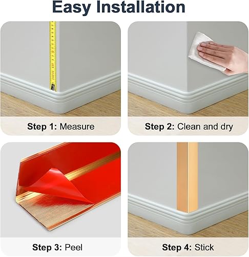 Miniatura 5 de 4 protectores de esquina de aluminio de 45 pulgadas, autoadhesivos, protectores de esquinas de metal para bordes de pared, protectores de esquinas