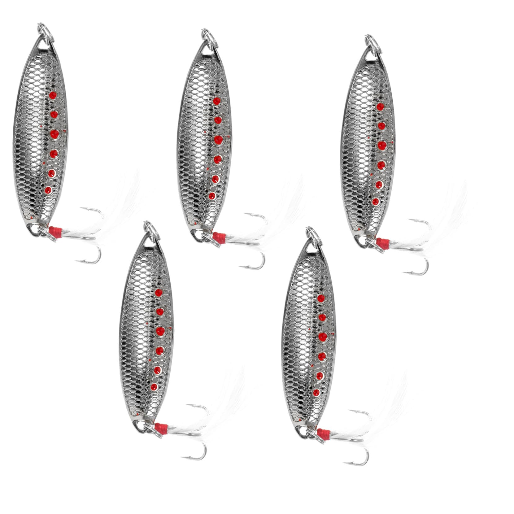 KESYOO 5pcs Fake Baits Tackle Sea Fishing Tackle Bait Fishing Lures Lures Artificial Jitterbug Teaser Equipment Bass Trolling Saltwater Angling Accessory Chicken Silver