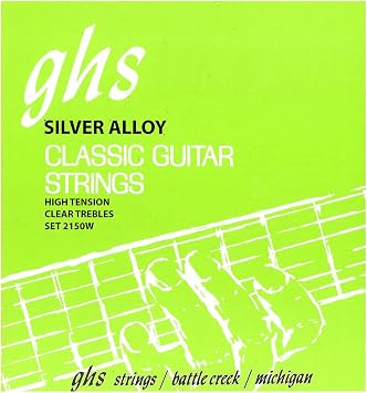 GHS Strings 2150W Tie End Regular, Classical Guitar Strings, High Tension, Silver Copper Basses 28-43