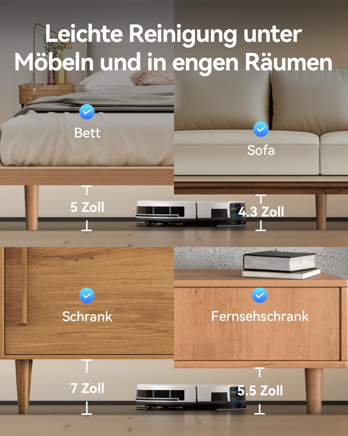 Tesvor Saugroboter mit Wischfunktion - M2 Staubsauger Roboter,6000Pa Starke Saugkraft Roboterstaubsauger,Selbstaufladend,WLAN, 5100 mAh +180 Min.Laufzeit Ideal für Tierhaare,Teppich,Hartboden.