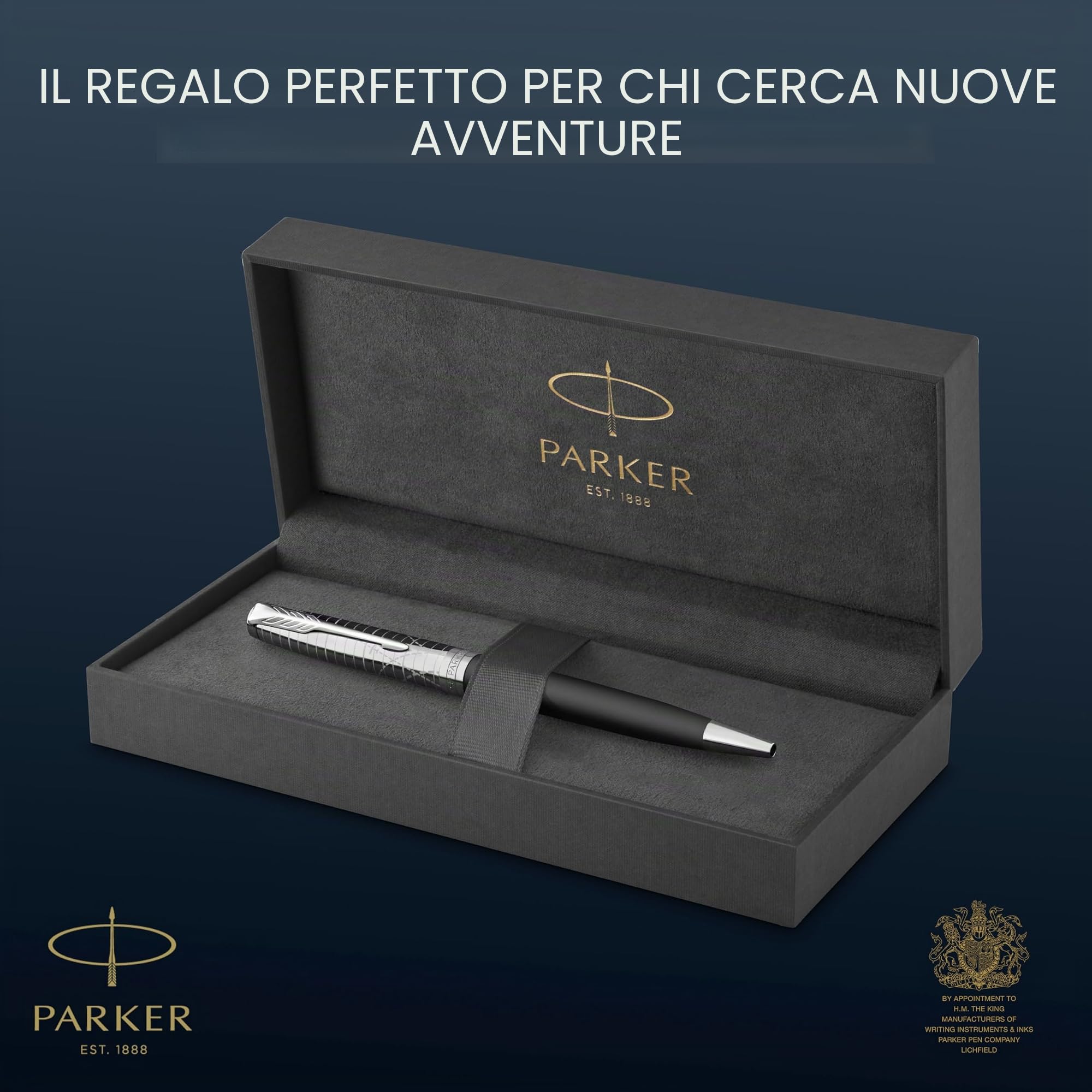 Parker Sonnet Penna a sfera | Collezione Legacy of Flight | Rifinitura cromata | Punta Media | Inchiostro nero | Confezione Regalo
