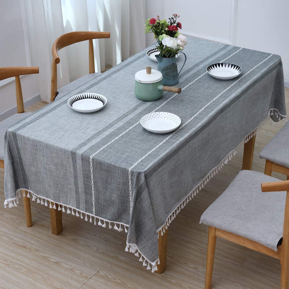 YISUN Table Cloth, Stitching Tassel Rectangle Tablecloth Cotton Linen Dust-Proof Table Cover for Rectangle Table Cloths fo...