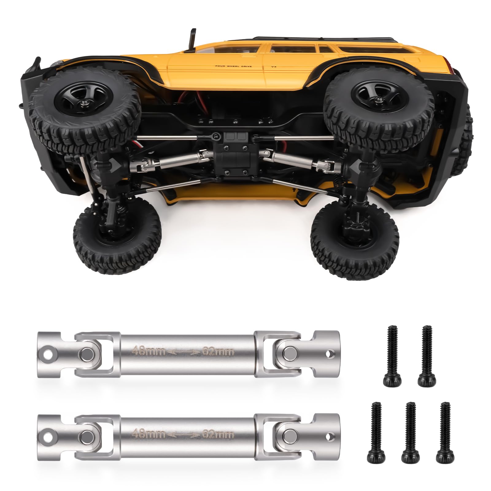 RCLIONS Stainless Steel RC Drive Shaft 48-62mm Driveshaft for 1/18 FMS FCX18 LC80 Crawler Car Upgrade Parts