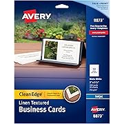 Avery Printable Business Cards, Inkjet Printers, 200 Cards, 2 x 3.5, Clean Edge, Heavyweight, Linen Textured (8873)