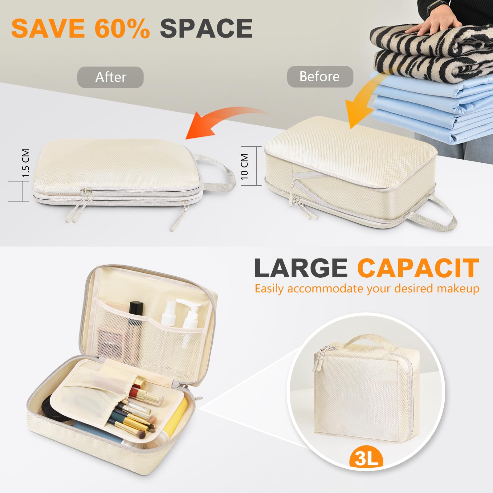 ZFWDSY Compressione Packing Cube Organizer Valigia 7 Pezzi Set, Organizer per Valigia da Viaggio in Salvaspazio Compressione Packing Cubes organizer da viaggio espandibile per bagaglio a mano