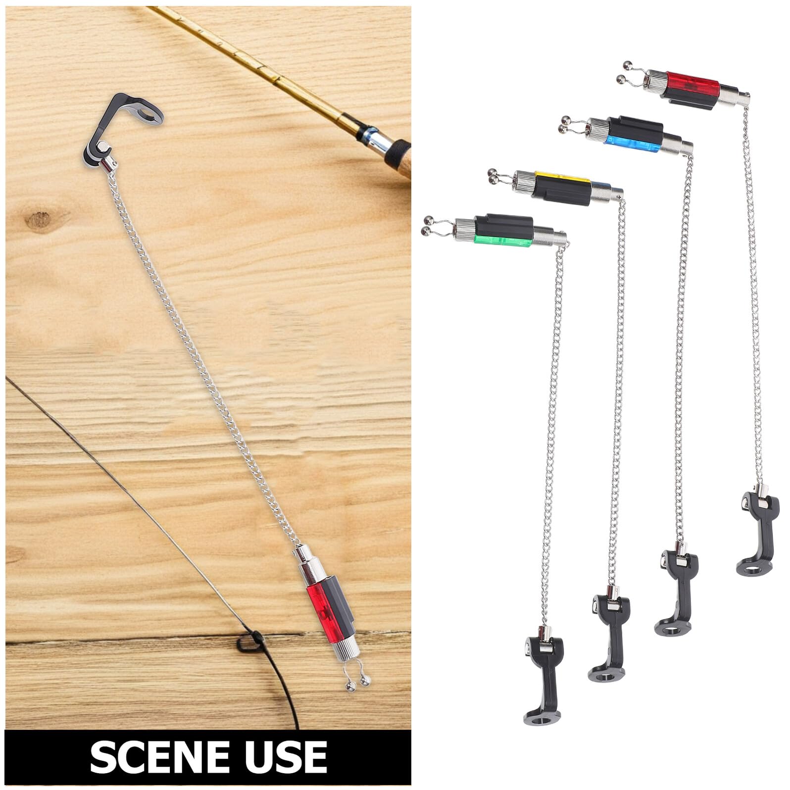 4 Pezzi Indicatori Allarme Pesca con Clip Swingers Sensibili Catena Flessibile Senza Luce per Carpe Metodo Silenzioso per Canne da Pesca in Fiume e Lago