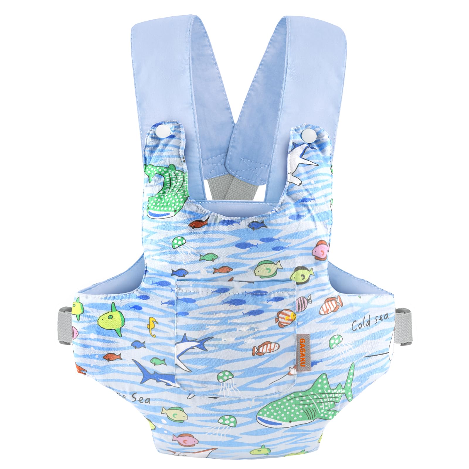 GAGAKU Baby Doll Carrier for Toddlers Toy Baby Carrier for Kids Reborn Dolls Accessories for Little Girls - Blue - Fish