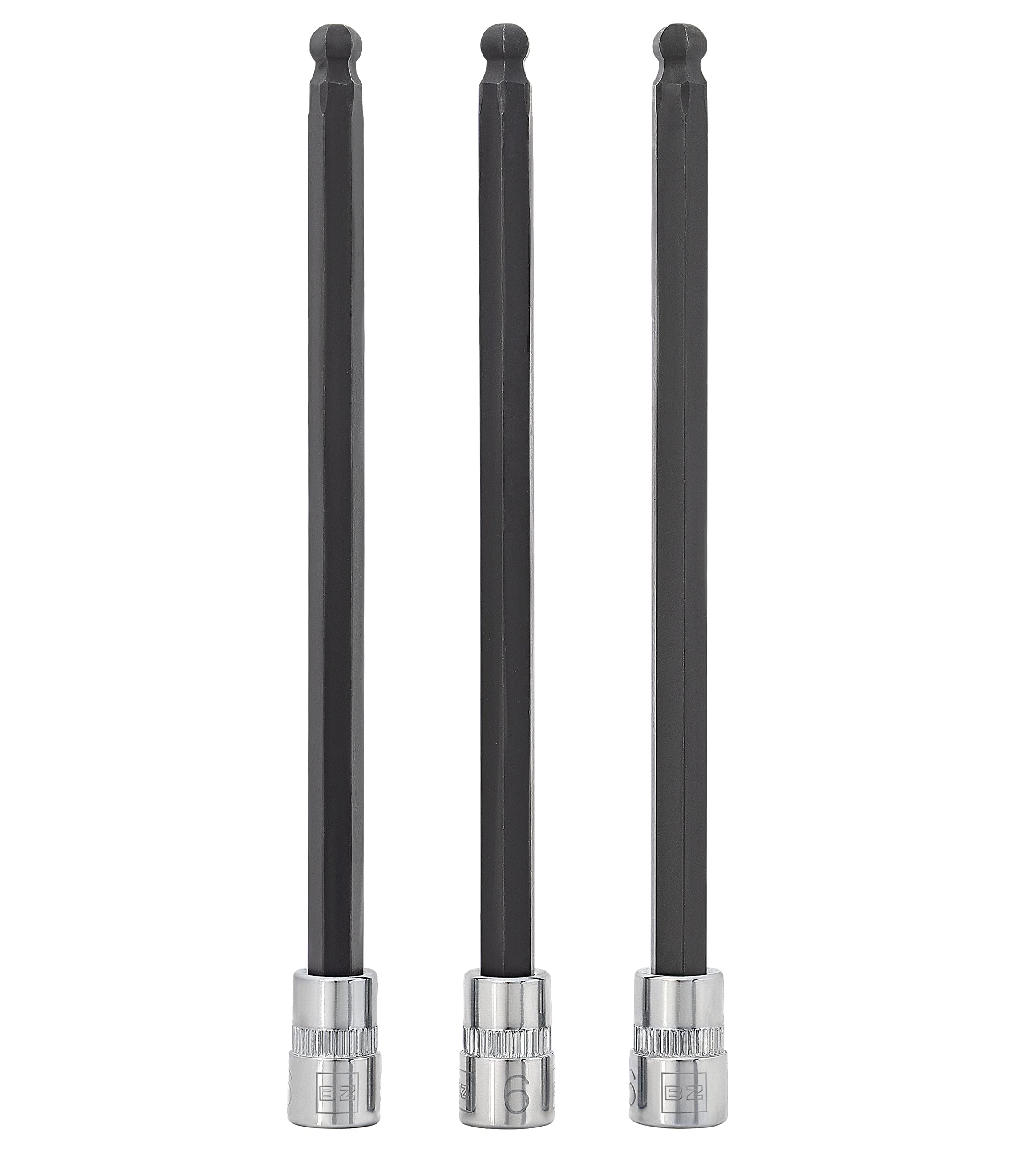 BRAZEN 6mm Hex Bit Socket/Allen Driver Three Pack (1/4" Drive, Long, Ball End)