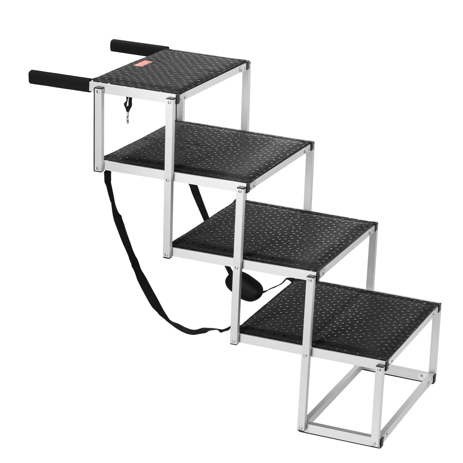 VEVOR Escaleras para Perros para Coche de 4 escalones, Carga de 113 kg Rampa Plegable para Perros de Aluminio Ligero con Superficie Antideslizante Escalones Portátiles de Mascotas para Coche y Camión