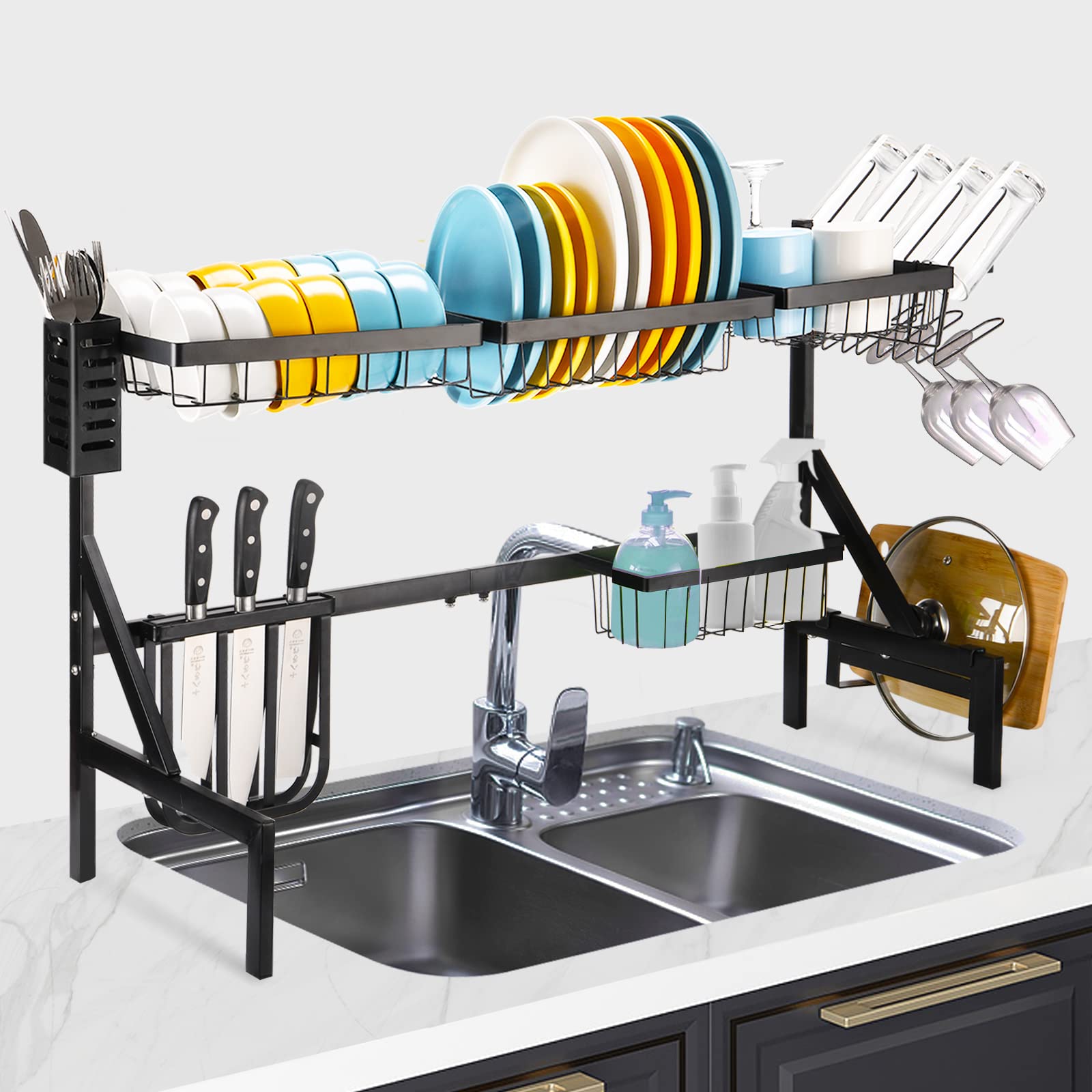 Buy Over The Sink Dish Drying Rack, ASoopher 2 Tier Large Stainless
