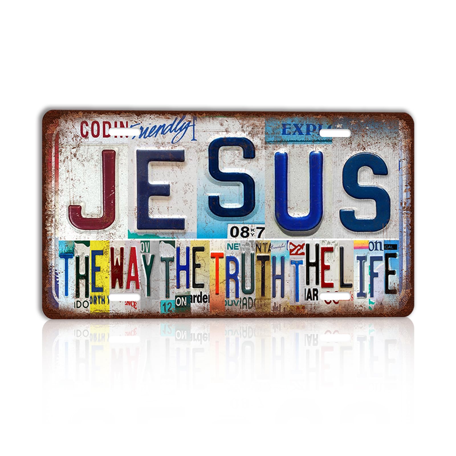 Vintage Jesus The Way The Truth The Life Wall Decor License Plate Metal Sign Tin Signs,12x6 Inch Aluminum