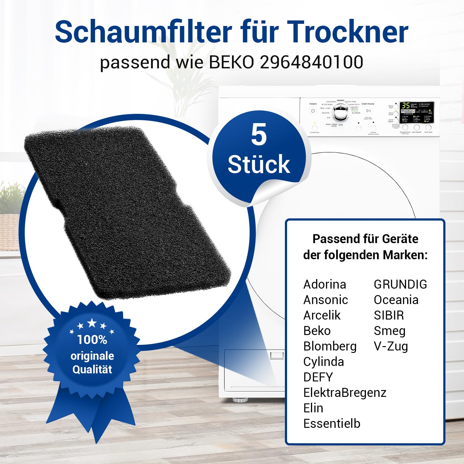 Wäschetrockner Wärmepumpentrockner Trockner Kondenstrockner Premium Sponge Filter Mat Dryer Fine / Coarse For Beko Grundig Blomberg 2964840100 Trockner Wärmepumpentrockner Beko Wärmepumpentrockner