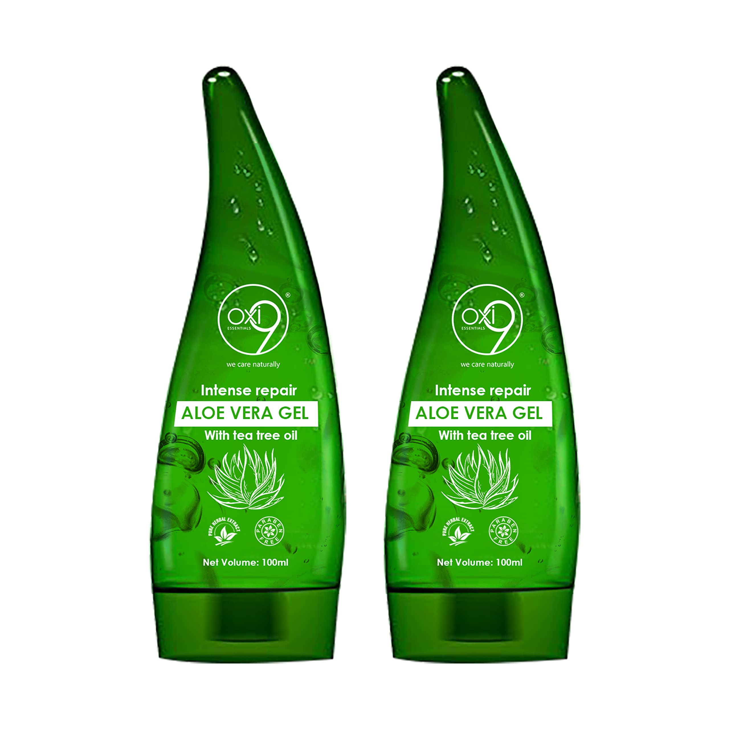 Oxi9 Intense Repair With Tea Tree Oil Aloe Vera Gel - 100ml | Pack of 2 | Paraben Free
