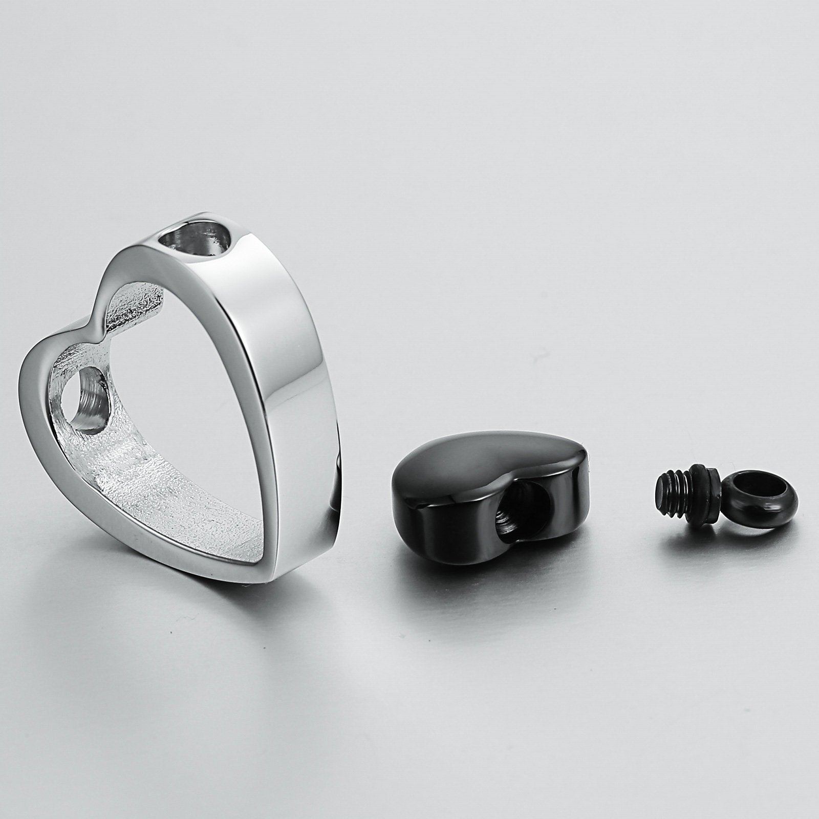 Beydodo Collier urne en forme de cœur en acier inoxydable Doré/argenté/noir