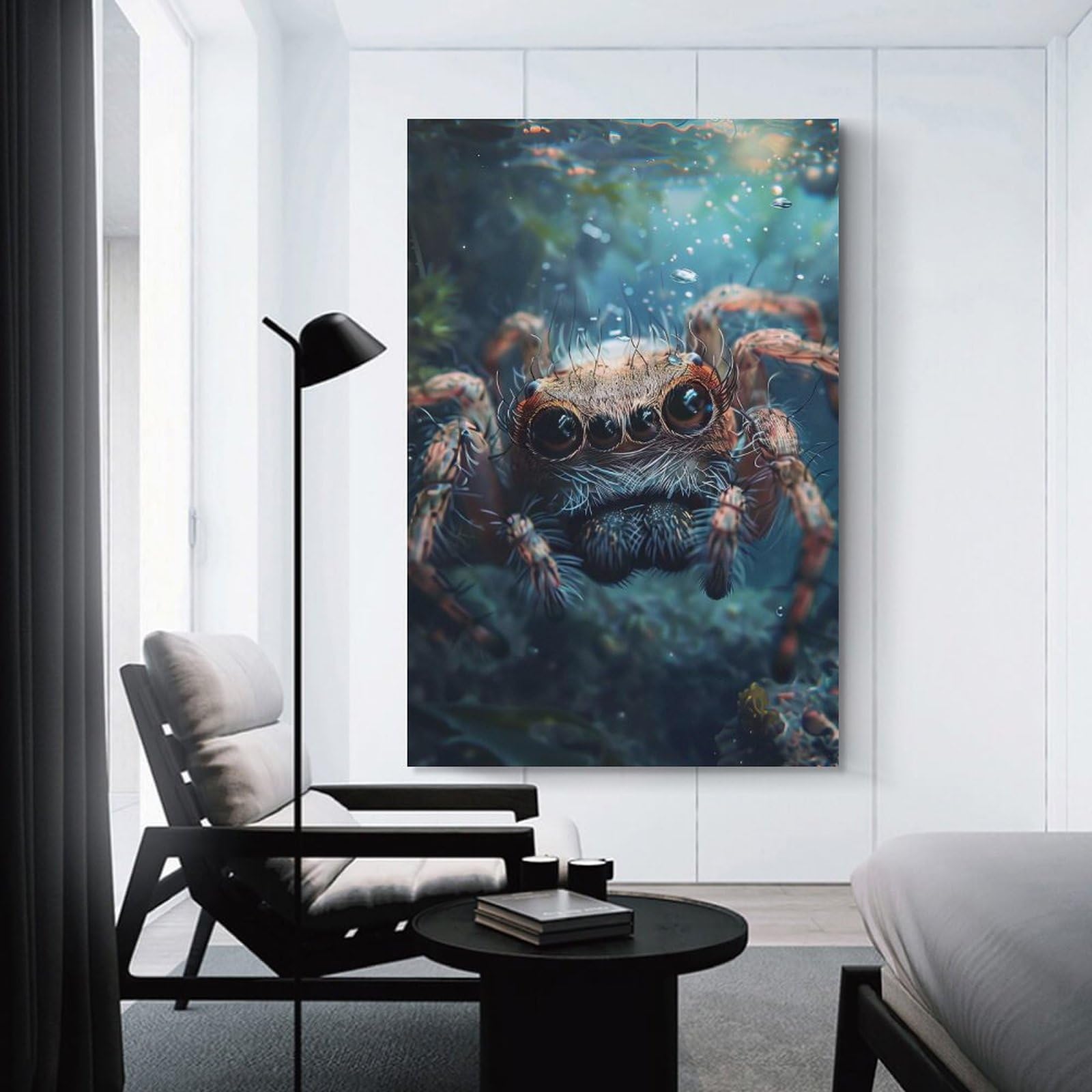 Junmoney Spider Sea Canvas Wall Decor 08x12inch(20x30cm), for Calm Bedrooms, Home Corners Or Flats, An Easy Wall Refresh for Bedrooms