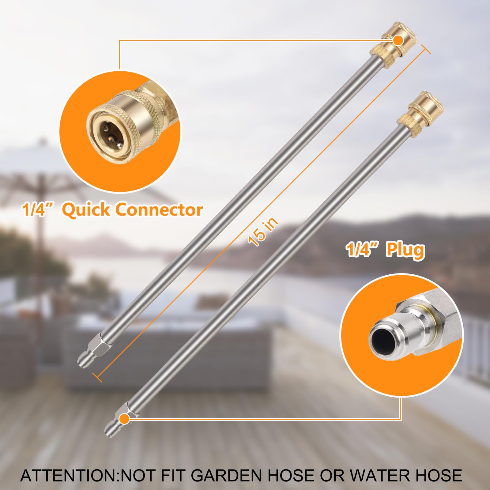 Limpiador de superficies de lavado a presión de 15 pulgadas con 4 ruedas, accesorio de lavadora eléctrica de acero inoxidable para calzadas, aceras, patios, conector rápido de 1/4 pulgadas, 2