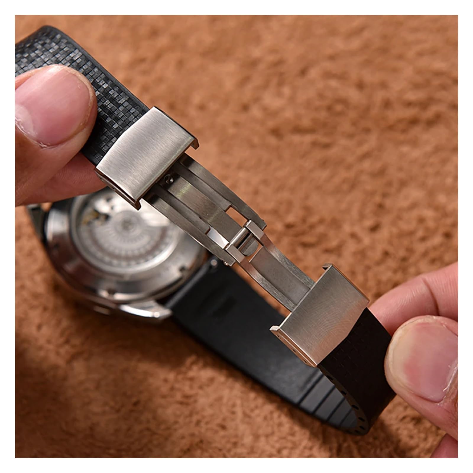 FYYFS Bracelet De Montre En Caoutchouc 20 Mm/22 Mm Avec Boucle Papillon À Dégagement Rapide, Ajustable La Taille Souhaitée